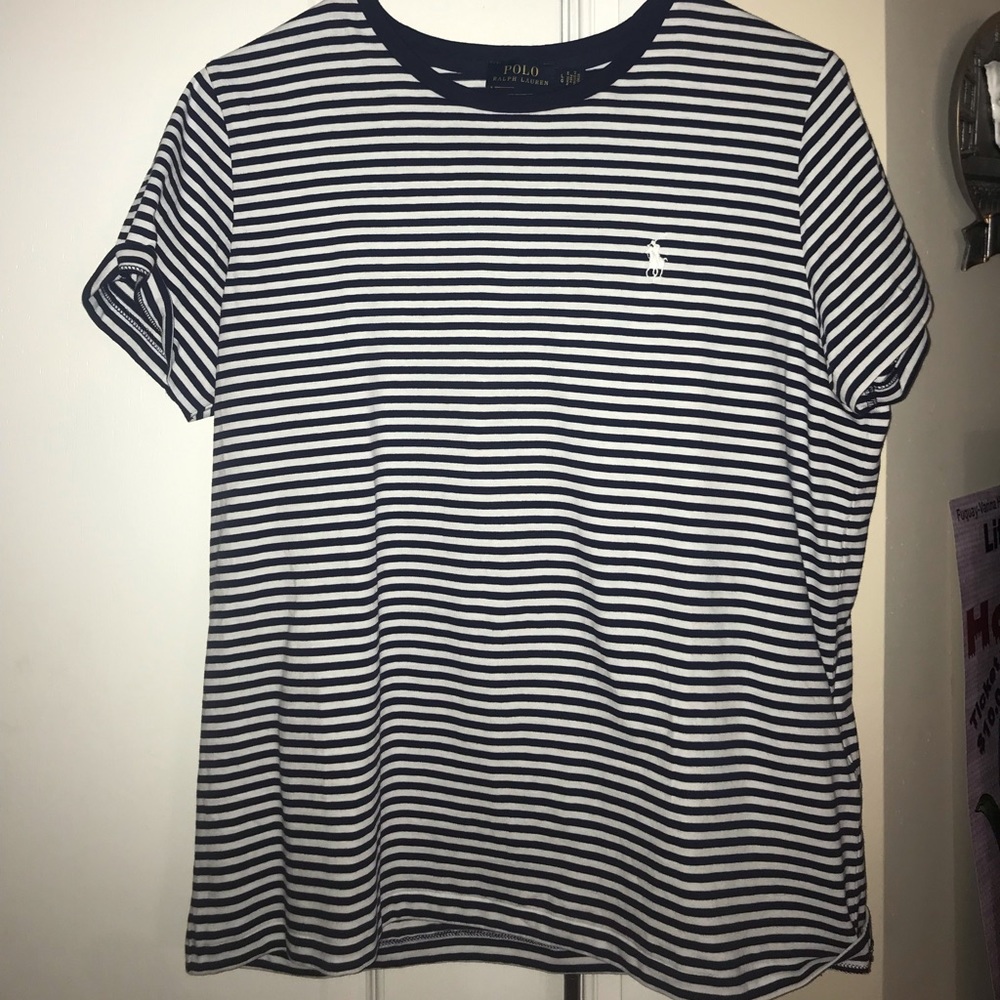 Ralph Lauren Polo Tee Navy Blue and White Striped